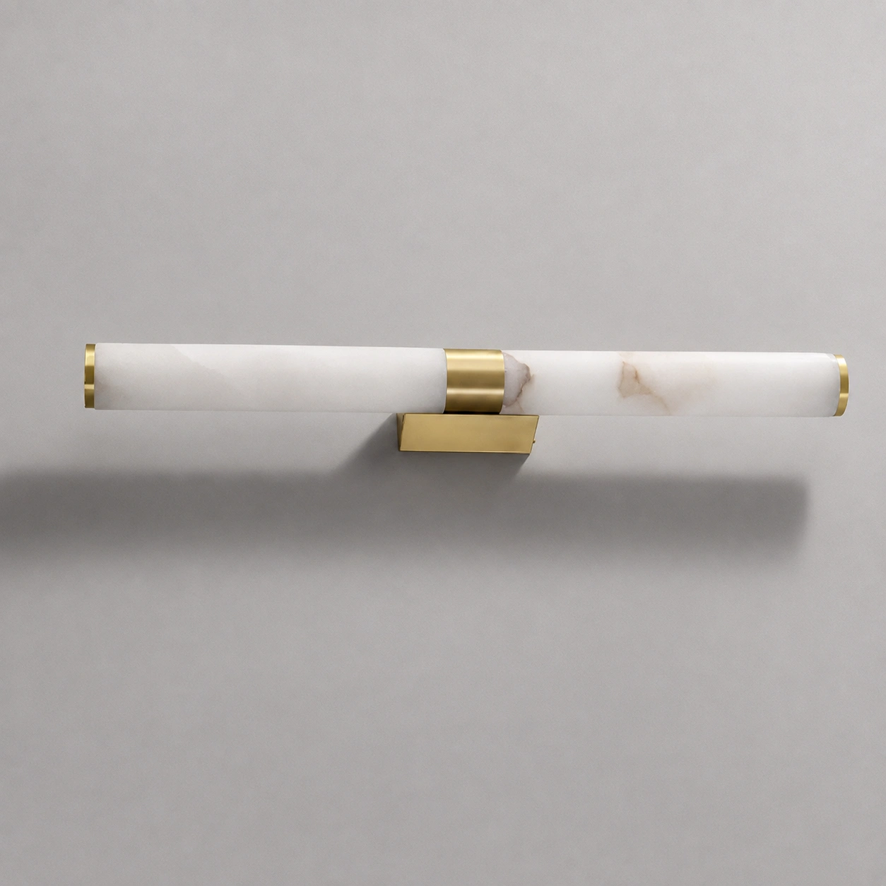 Modern Vertical Alabaster Wall Sconce with Warm Brass Accents