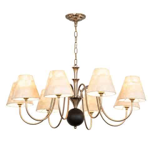 Capiz Shell Shade Chandelier with Antique Brass Arms | 5, 6 & 8 Light thumbnail 9