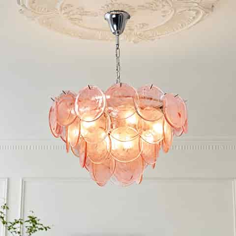 Wholesale Murano Glass Chandelier with Layered Translucent Glass Discs, 45cm / 60cm / 80cm