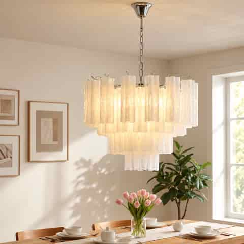 Wholesale Textured Glass Tube Chandelier for Hospitality, Retail, and Residential Lighting Projects
