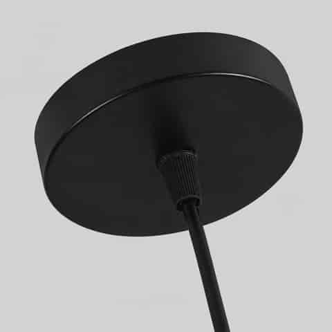Black metal ceiling canopy and suspension cord for natural bamboo pendant light