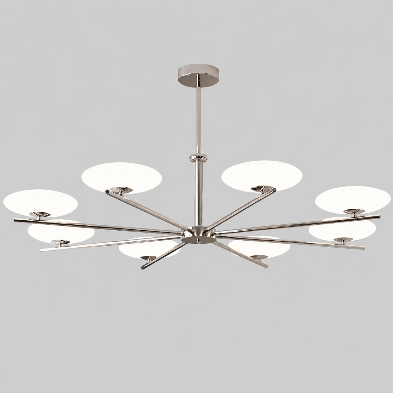 Mid-Century Modern Opal Glass Sputnik Chandelier in Polished Chrome