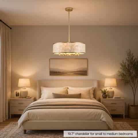 19.7" Gold Capiz Shell Drum Chandelier, 6-Light Pendant for Dining Room thumbnail 9